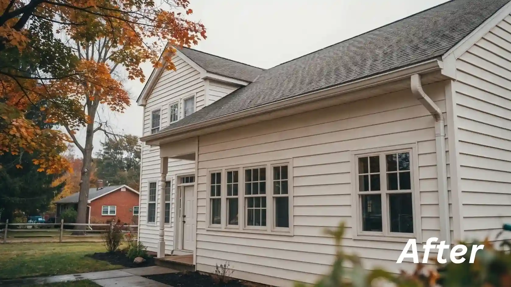 residential home after gutter cleaning service