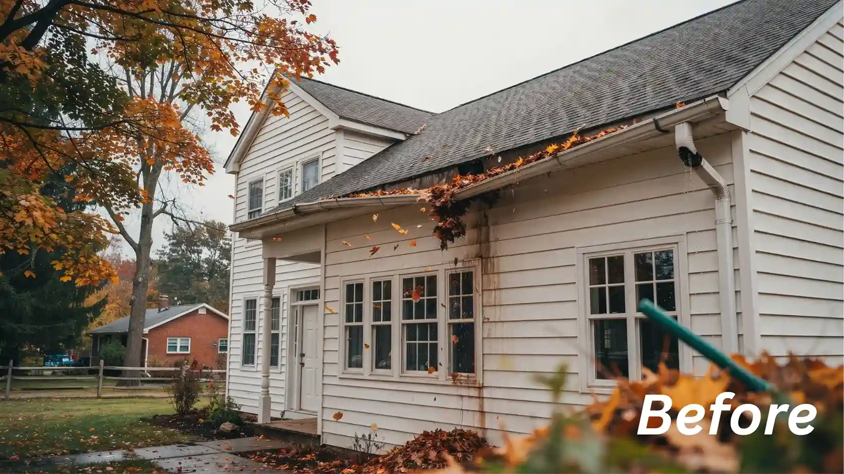 residential home before gutter cleaning service