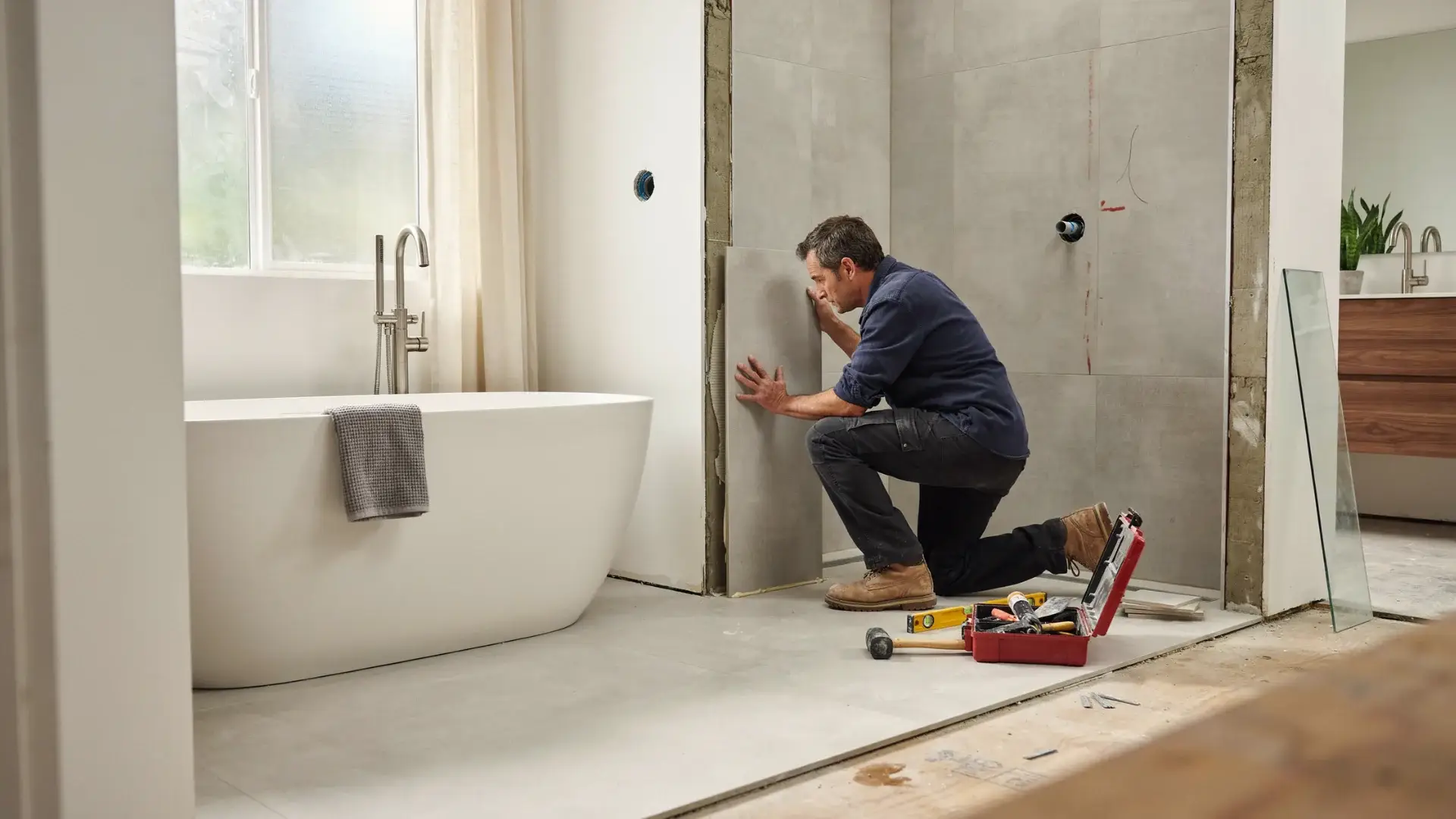 omega remodeling shower tub installation